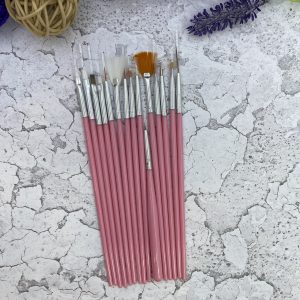 Набор кистей для дизайна ногтей K-15 (разные цвета)