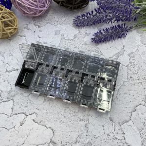 Контейнер для хранения декора (12 ячеек)  черный, прозрачный